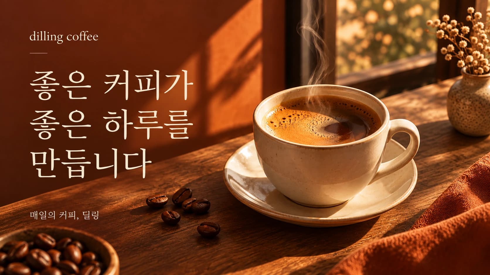 브랜드 커피 홍보 화면 예시