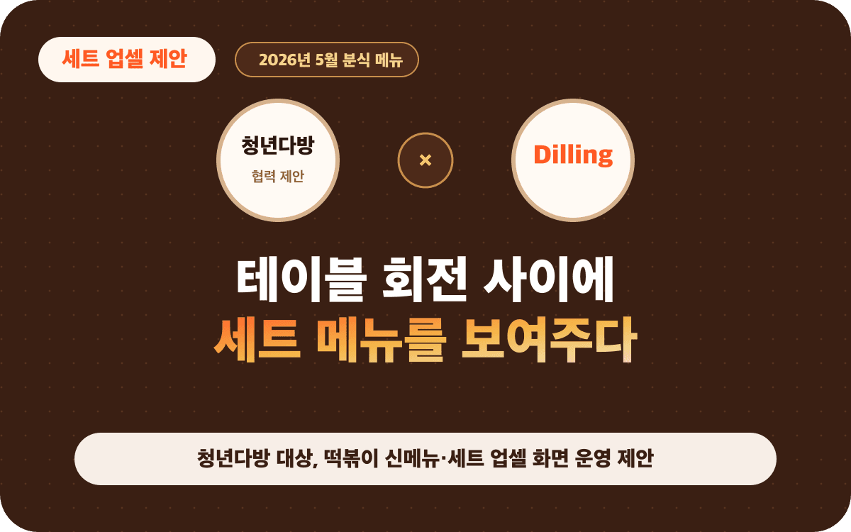 청년다방 대상, 떡볶이 신메뉴·세트 업셀 화면 운영 제안